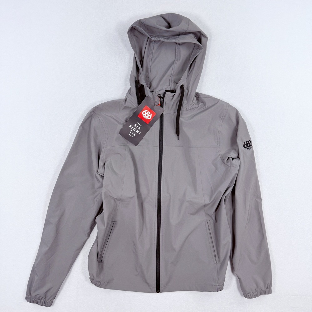686 Unix Hooded Jacket 'Grey' / Size S Mens /‎ Lightweight Windbreaker - NEW